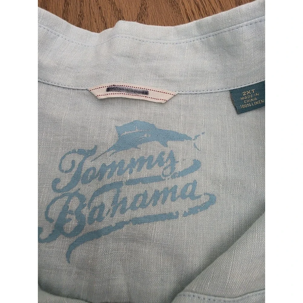 Tommy Bahama Relax 2X 100% Linen Shirt Light Blue Big Tall Long Sleeve Button Up - Picture 5 of 8